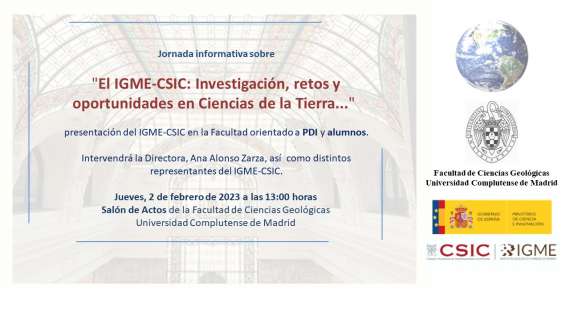 Conferencia Jueves 3 febrero a las 13:00 sobre el IGME - CSIC